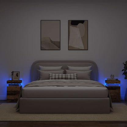 Comodini con LED 2 pz Legno Antico 35x39x55 cm in Truciolato - homemem39