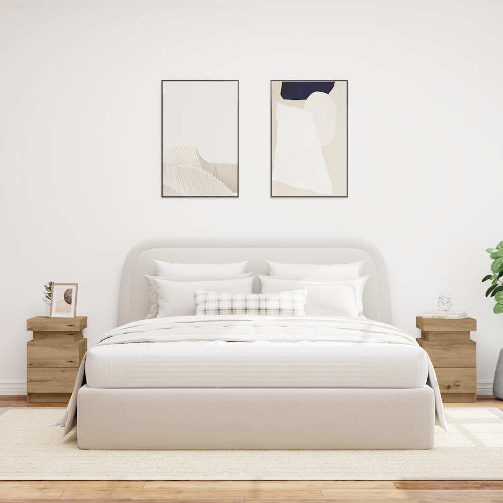 Comodini con LED 2pz Rovere Artigianale 40x30x40 cm Truciolato - homemem39