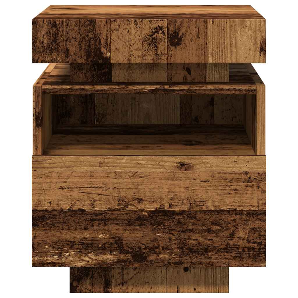 Comodino con Luci LED Legno Antico 40x39x48,5 cm - homemem39