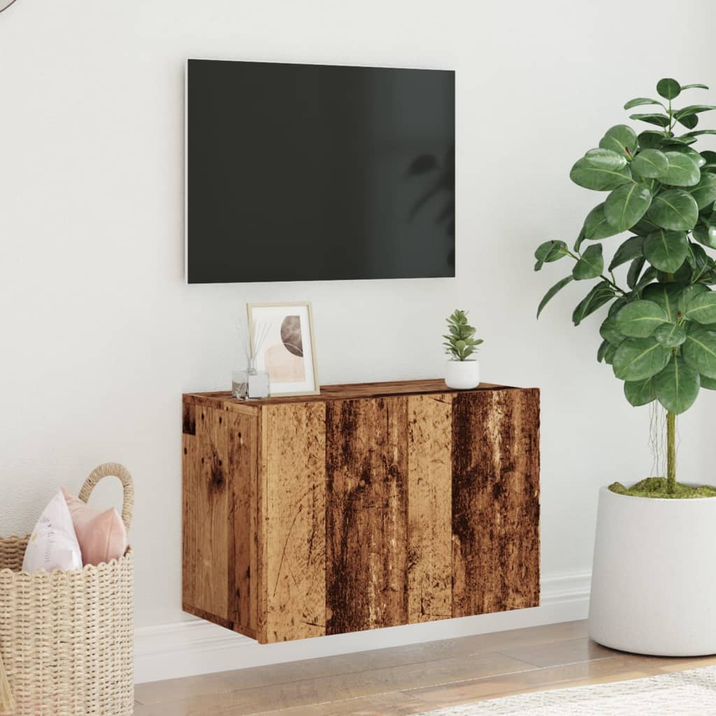 Mobile TV a Parete Legno Antico 60x30x41 cm - homemem39