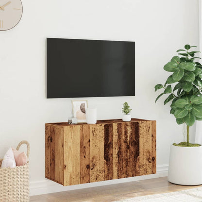 Mobile TV a Parete Legno Antico 80x30x41 cm - homemem39