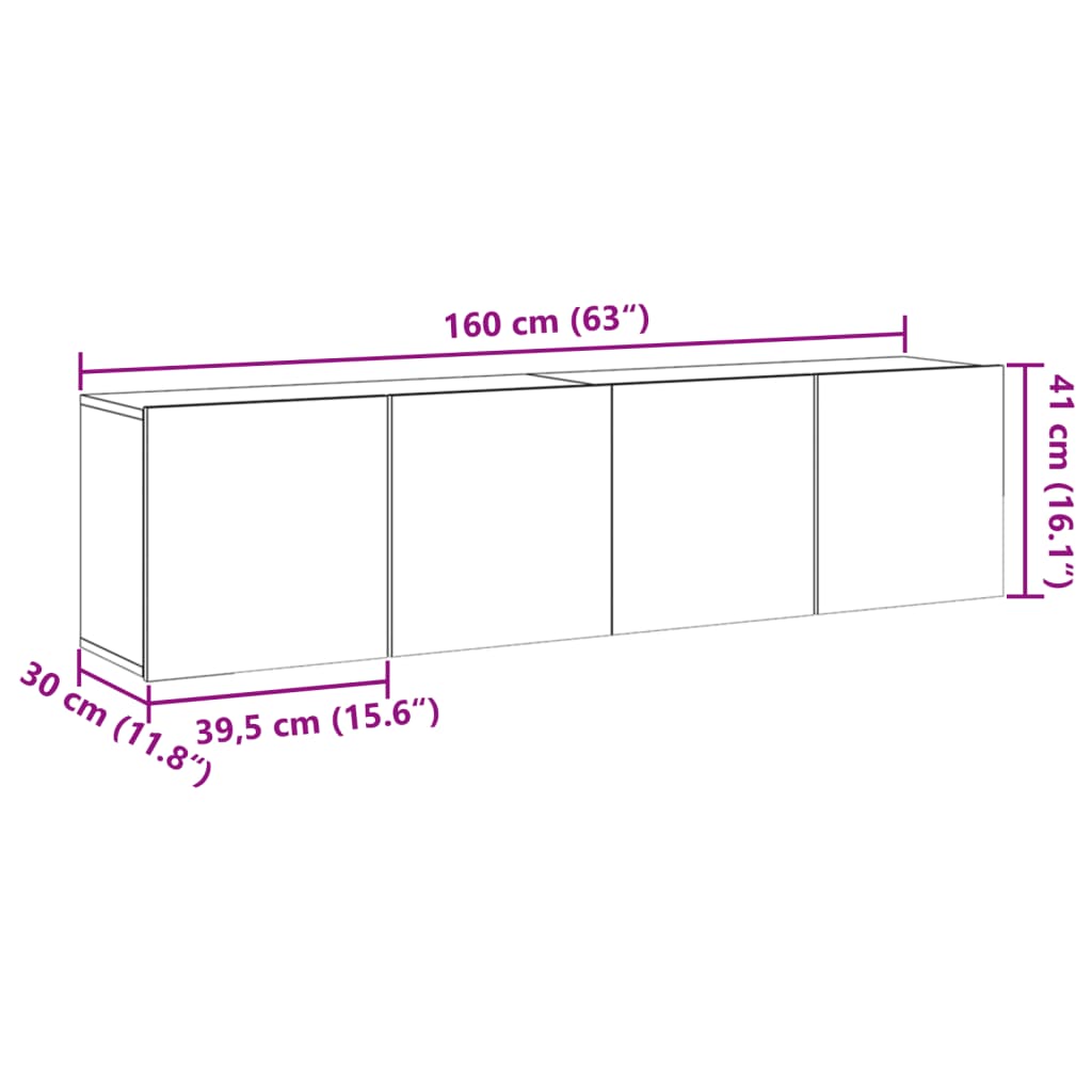 Mobili TV a Parete 2pz Legno Antico 80x30x41 cm - homemem39