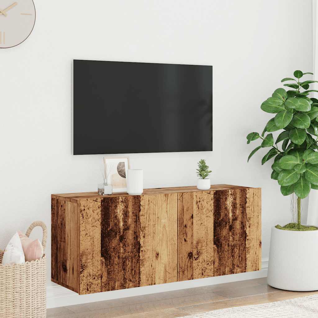 Mobile TV a Parete Legno Antico 100x30x41 cm - homemem39