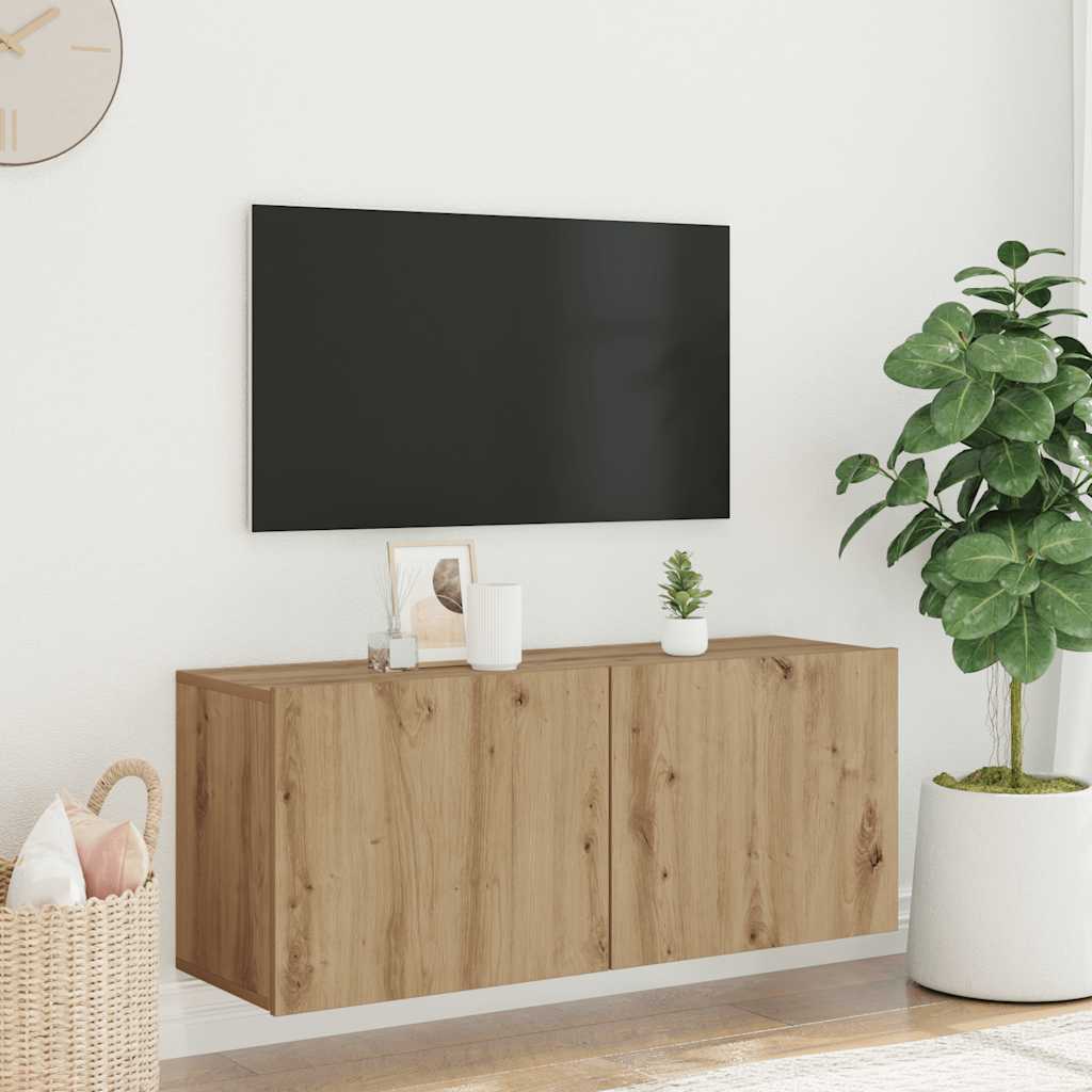 Mobile TV a Parete Rovere Artigianale 100x30x41 cm