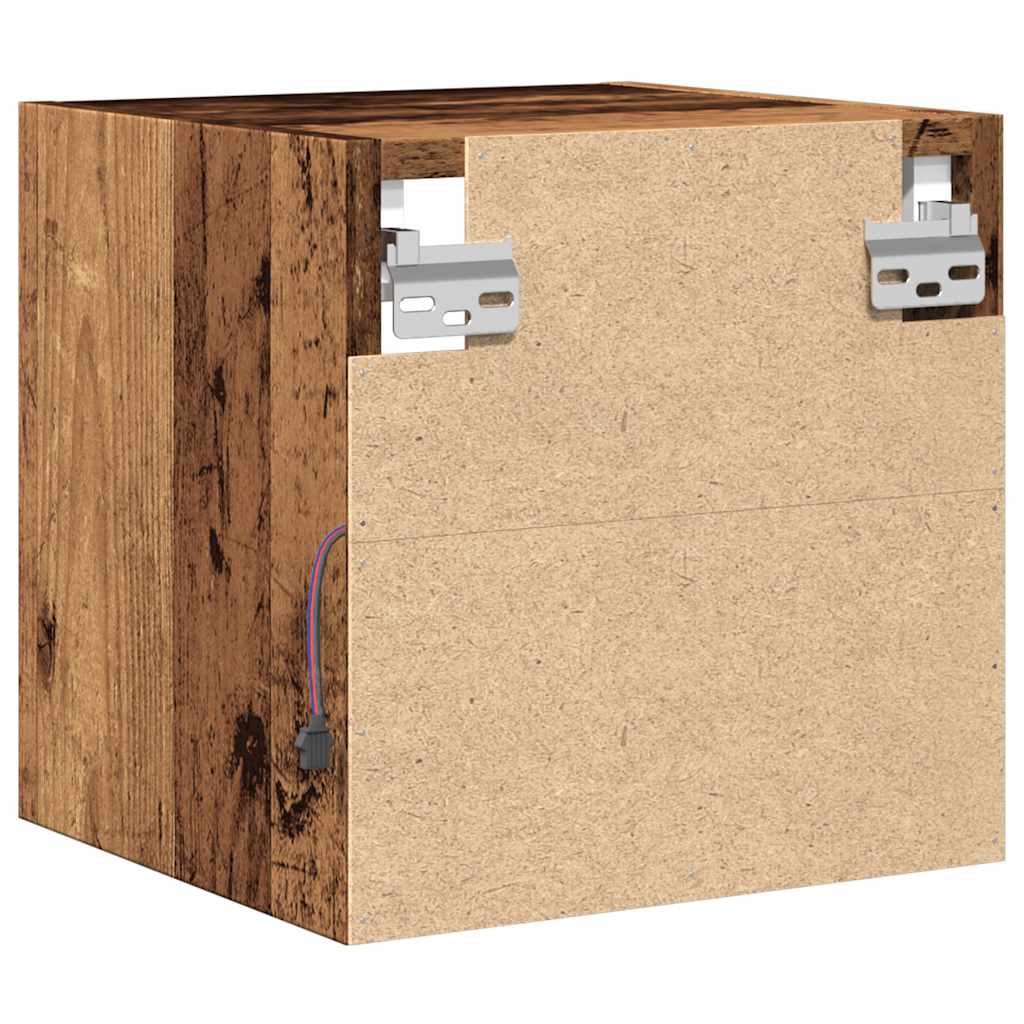 Mobili TV a Parete con Luci LED 2pz Legno Antico 30x28,5x30 cm - homemem39