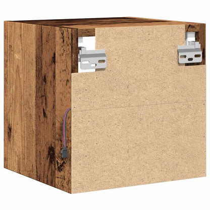 Mobili TV a Parete con Luci LED 2pz Legno Antico 30x28,5x30 cm - homemem39