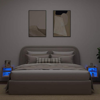 Mobili TV a Parete con Luci LED 2 pz Rovere Artigianale - homemem39