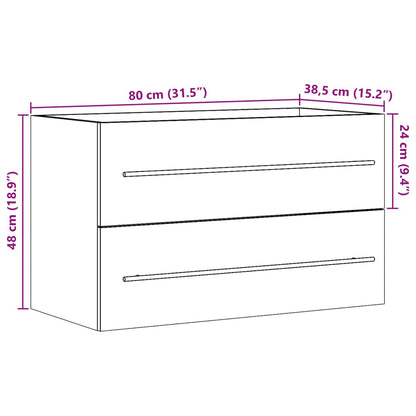 Mobile Lavabo Grigio Cemento 80x38,5x48 cm in Truciolato | homemem39