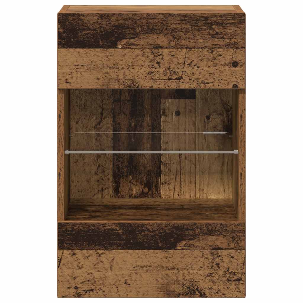Mobili da parete con luci LED per TV 2pz Legno Vecchio 40x30x60,5 cm - homemem39