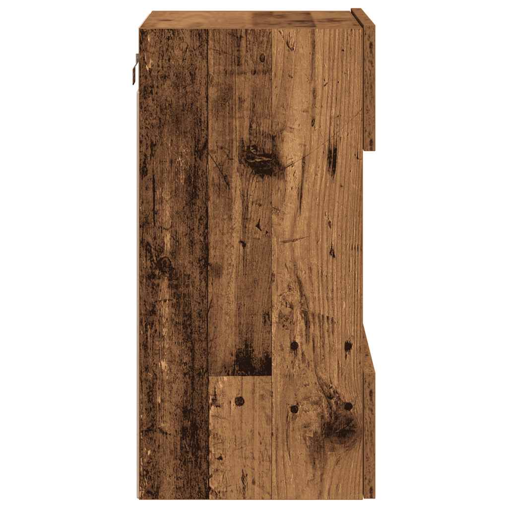 Mobili da parete con luci LED per TV 2pz Legno Vecchio 40x30x60,5 cm - homemem39