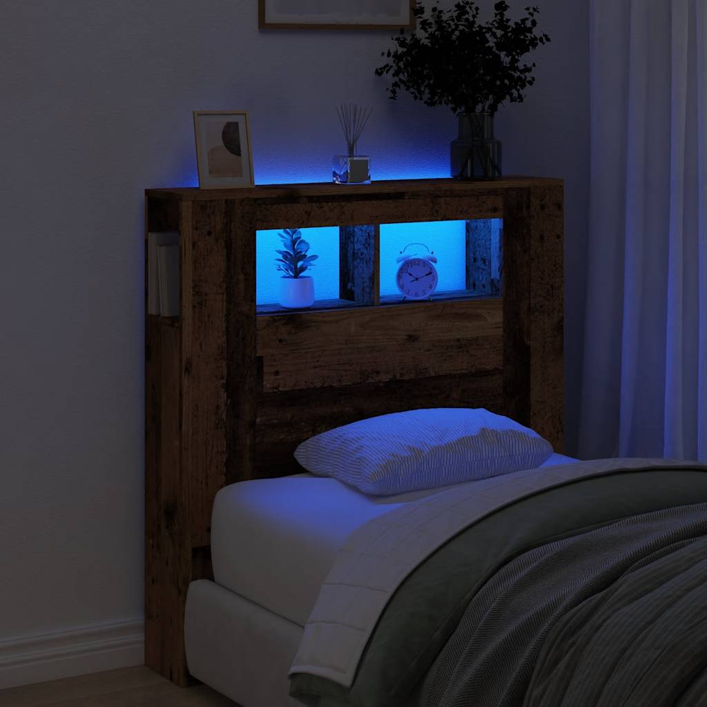 Testiera LED Legno Antico 100x18,5x103,5 cm Legno Multistrato | homemem39
