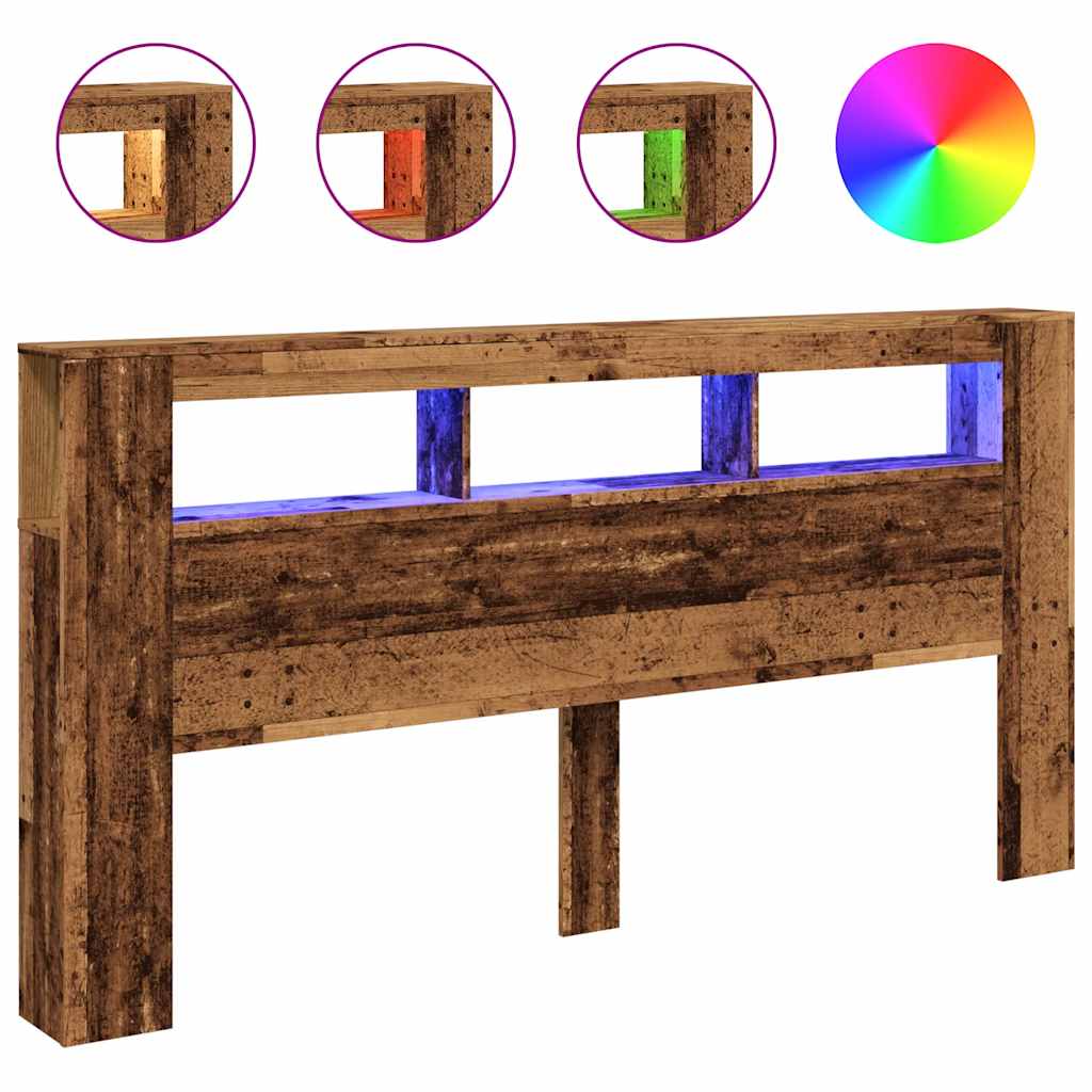 Testiera LED Legno Antico 200x18,5x103,5 cm Legno Multistrato - homemem39