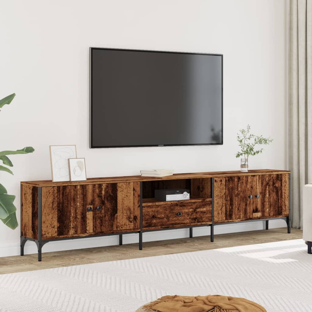 Mobile TV con Cassetto Legno Antico 200x25x44 cm in Truciolato - homemem39