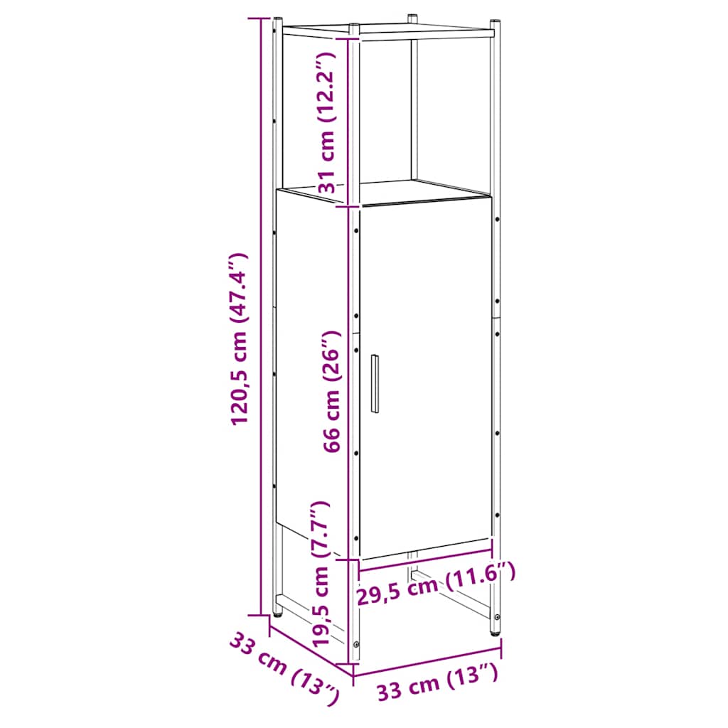 Mobile da Bagno Rovere 33x33x120,5 cm Legno Multistrato