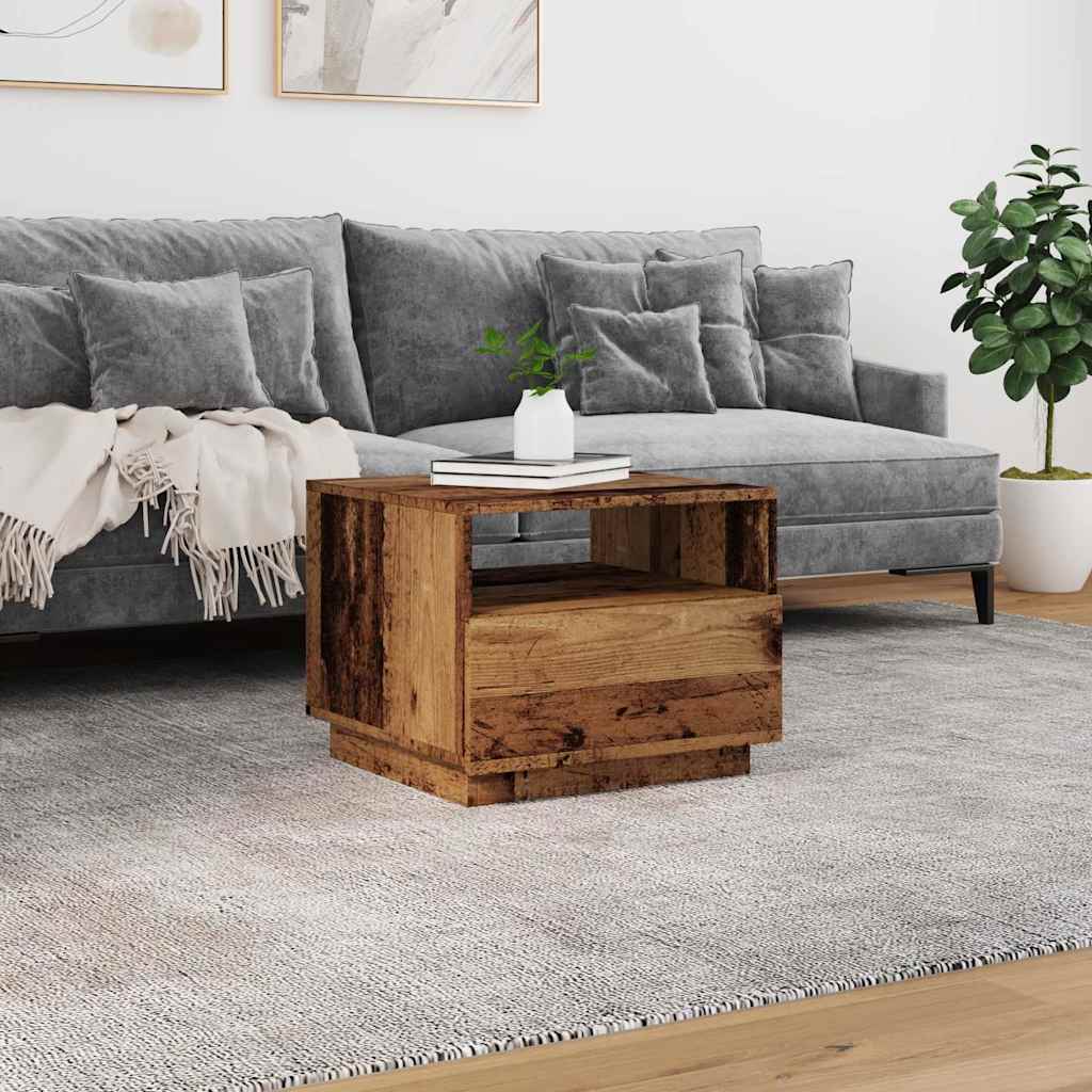 Tavolino da Salotto con Luci LED Legno Antico 50x49x40 cm
