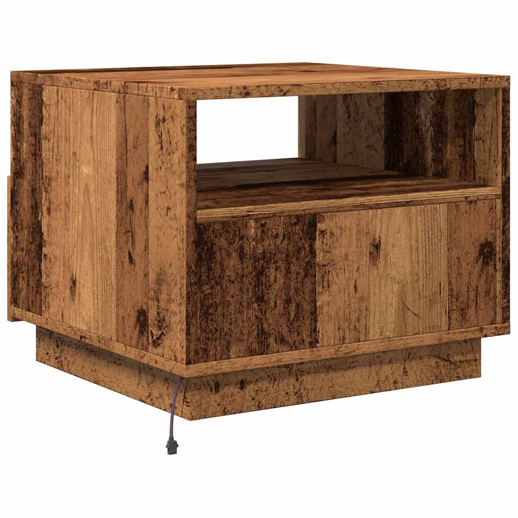 Tavolino da Salotto con Luci LED Legno Antico 50x49x40 cm | homemem39