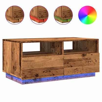 Tavolino da Salotto con Luci LED Legno Antico 90x49x40 cm | homemem39