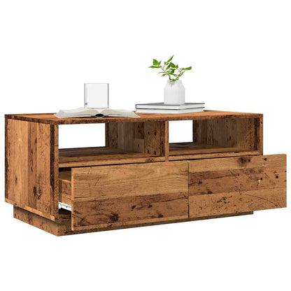 Tavolino da Salotto con Luci LED Legno Antico 90x49x40 cm | homemem39