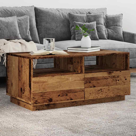 Tavolino da Salotto con Luci LED Legno Antico 90x49x40 cm | homemem39