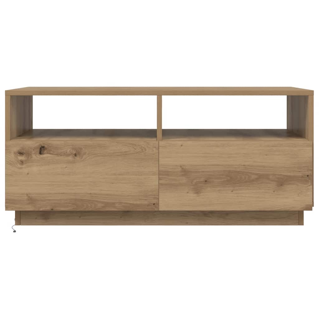 Tavolino da Salotto con Luci LED Rovere Artigianale 90x49x40 cm | homemem39