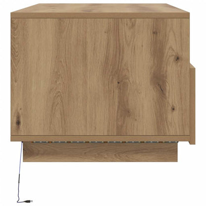 Tavolino da Salotto con Luci LED Rovere Artigianale 90x49x40 cm | homemem39
