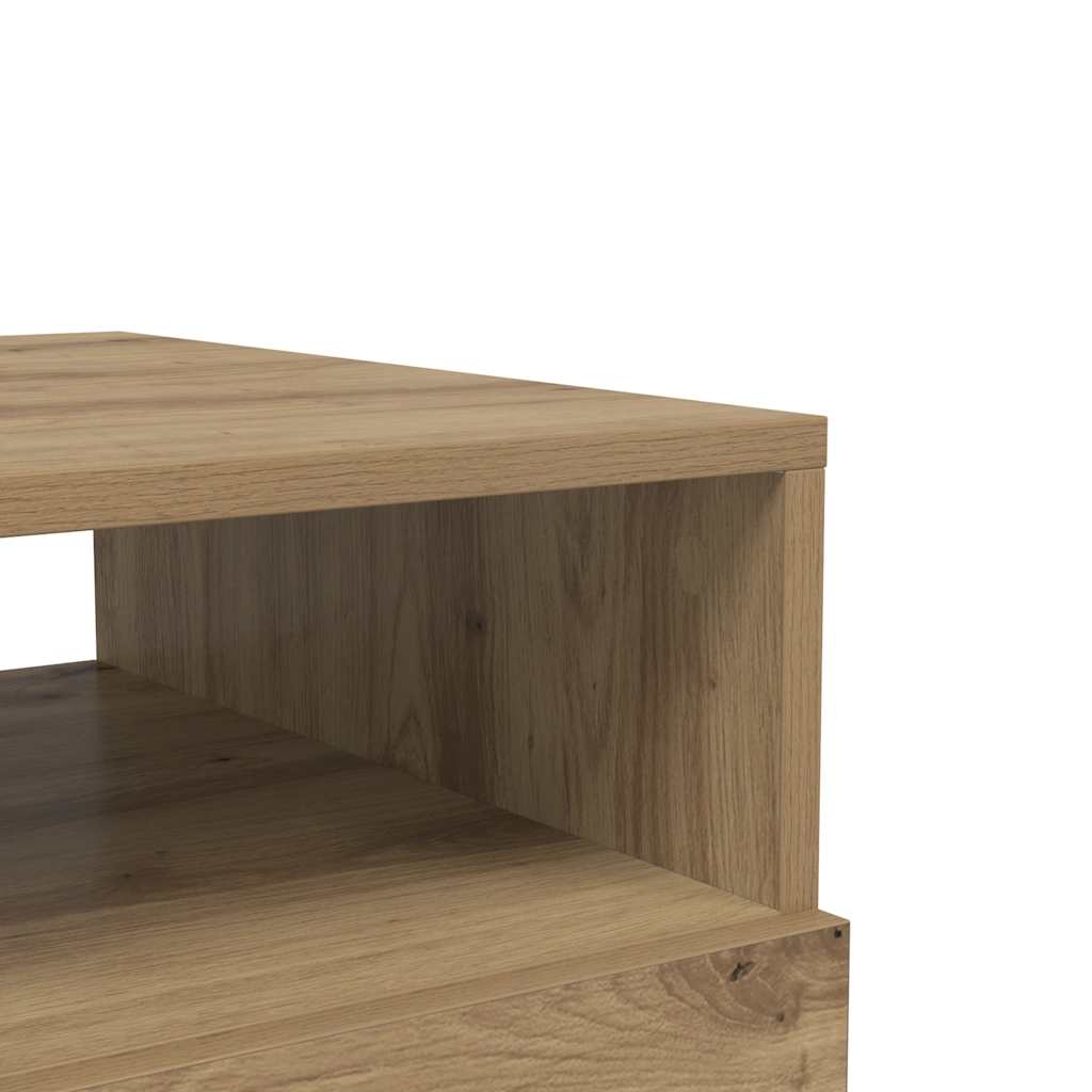 Tavolino da Salotto con Luci LED Rovere Artigianale 90x49x40 cm | homemem39