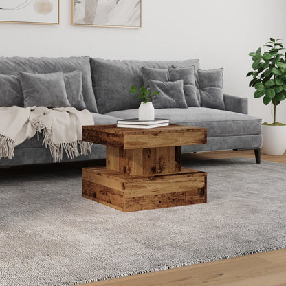Tavolino da Salotto con Luci LED Legno Antico 50x50x40 cm