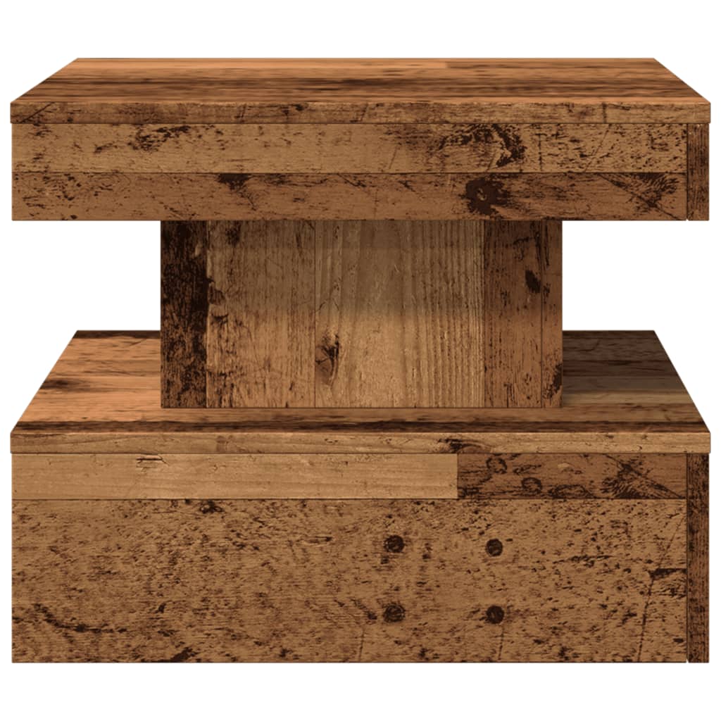 Tavolino da Salotto con Luci LED Legno Antico 50x50x40 cm