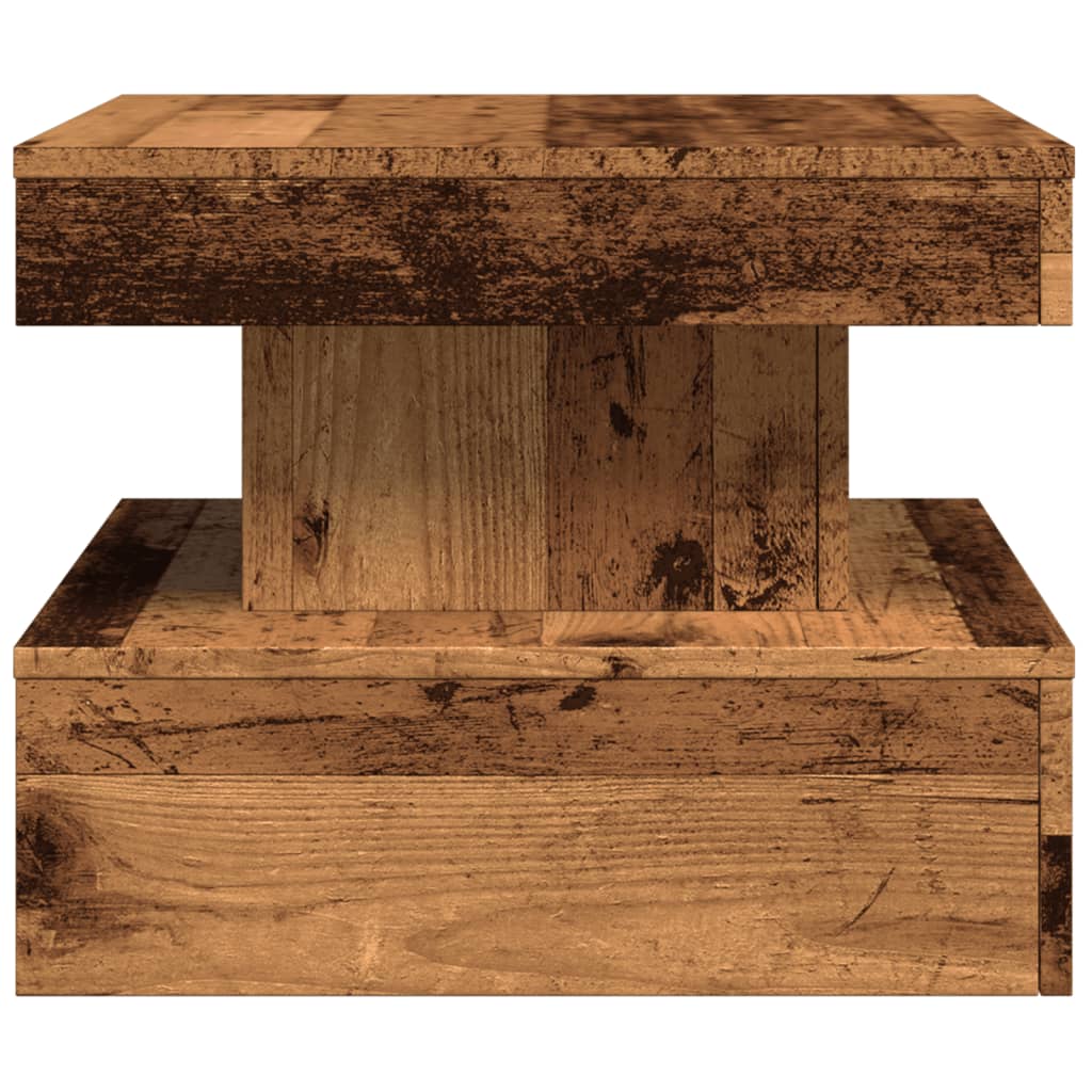 Tavolino da Salotto con Luci LED Legno Antico 50x50x40 cm