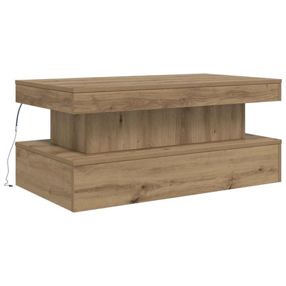 Tavolino da Salotto con Luci LED Rovere Artigianale 50x50x40 cm