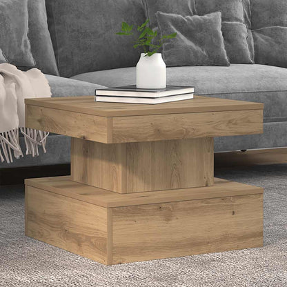 Tavolino da Salotto con Luci LED Rovere Artigianale 50x50x40 cm | homemem39