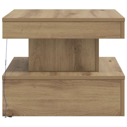 Tavolino da Salotto con Luci LED Rovere Artigianale 50x50x40 cm