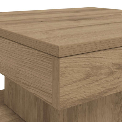 Tavolino da Salotto con Luci LED Rovere Artigianale 50x50x40 cm