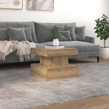 Tavolino da Salotto con Luci LED Rovere Artigianale 50x50x40 cm