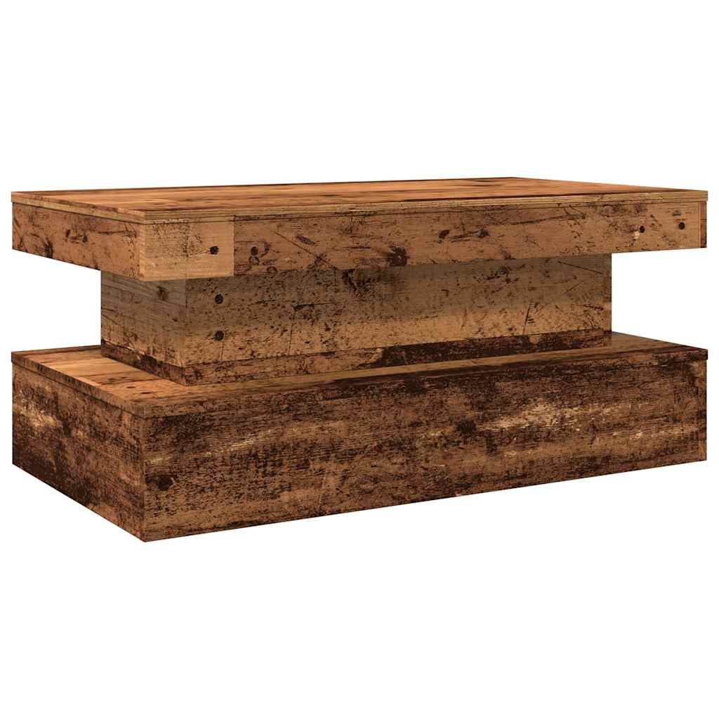 Tavolino da Salotto con Luci LED Legno Antico 90x50x40 cm | homemem39