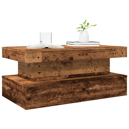 Tavolino da Salotto con Luci LED Legno Antico 90x50x40 cm | homemem39