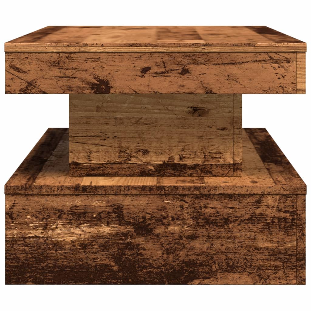 Tavolino da Salotto con Luci LED Legno Antico 90x50x40 cm