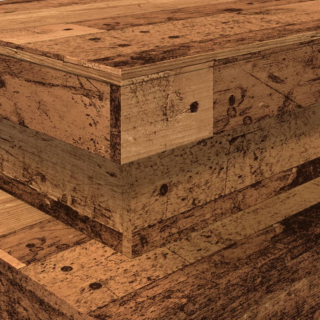 Tavolino da Salotto con Luci LED Legno Antico 90x50x40 cm