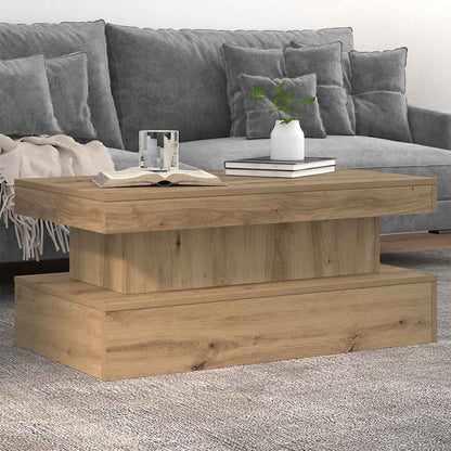 Tavolino da Salotto con Luci LED Rovere Artigianale 90x50x40 cm | homemem39
