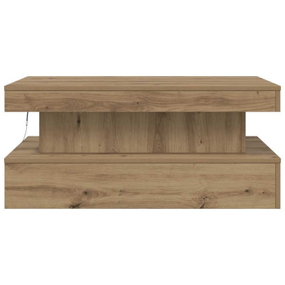 Tavolino da Salotto con Luci LED Rovere Artigianale 90x50x40 cm