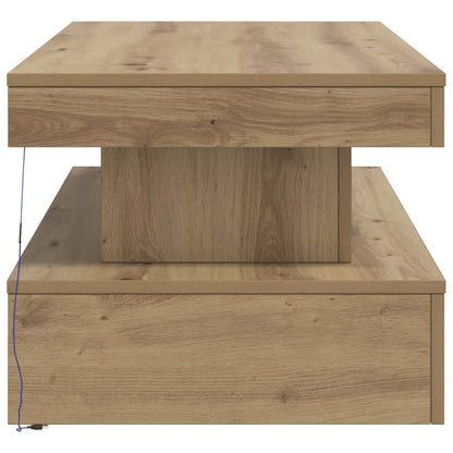 Tavolino da Salotto con Luci LED Rovere Artigianale 90x50x40 cm