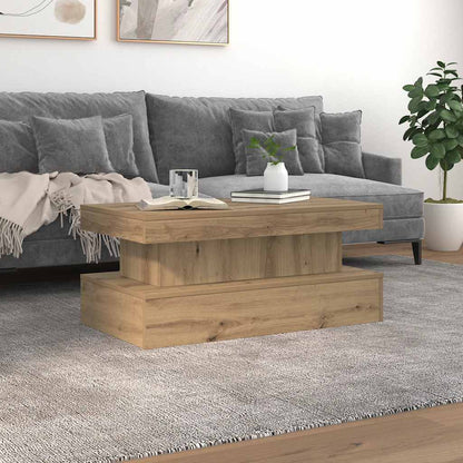 Tavolino da Salotto con Luci LED Rovere Artigianale 90x50x40 cm