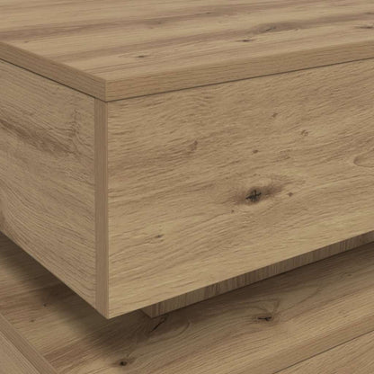 Tavolino da Salotto con Luci LED Rovere Artigianale 50x50x40 cm