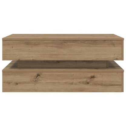 Tavolino da Salotto con Luci LED Rovere Artigianale 90x50x40 cm