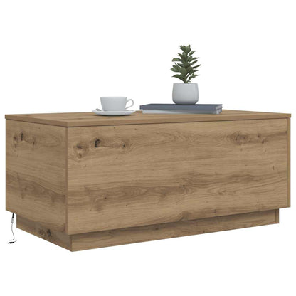 Tavolino da Salotto con Luci LED Rovere Artigianale 90x50x40 cm | homemem39
