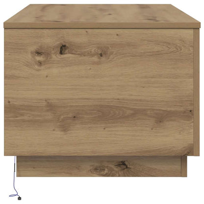Tavolino da Salotto con Luci LED Rovere Artigianale 90x50x40 cm | homemem39