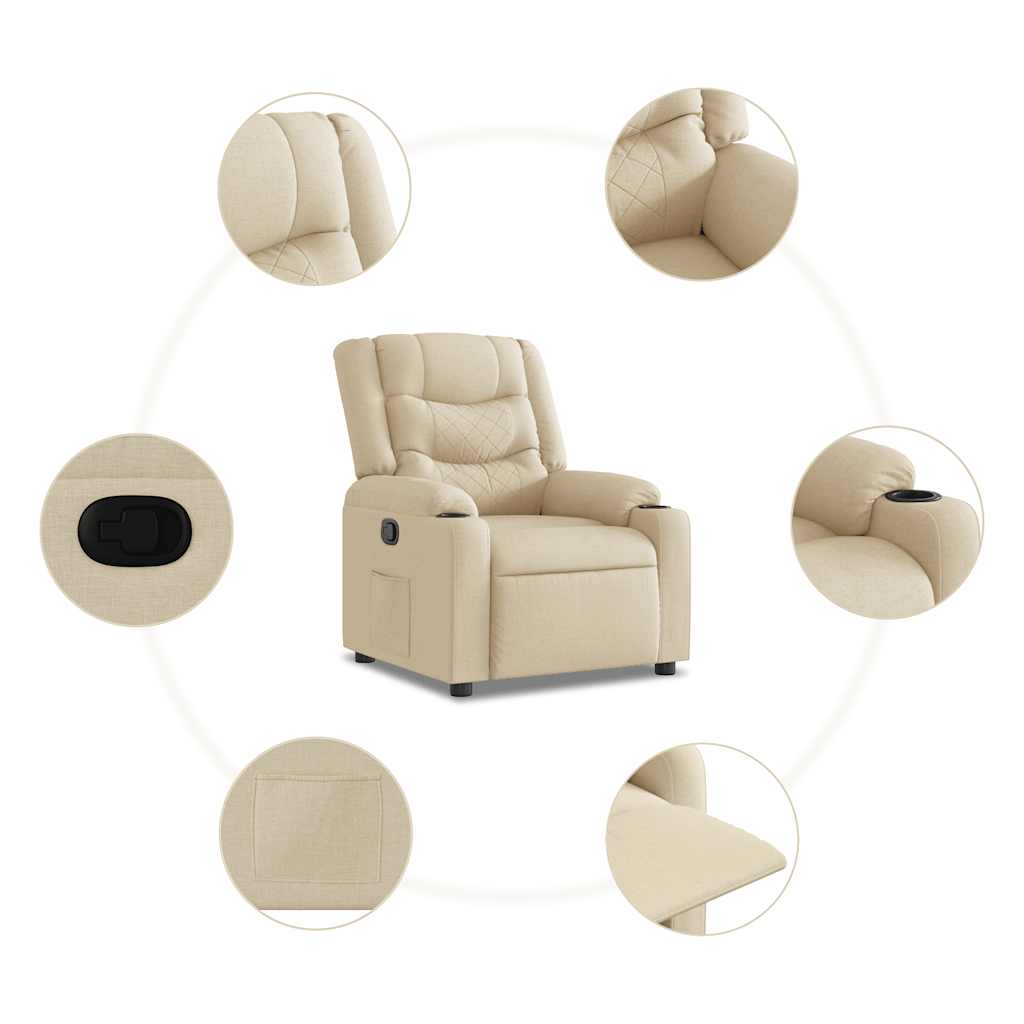 Poltrona Reclinabile in Tessuto Crema | homemem39