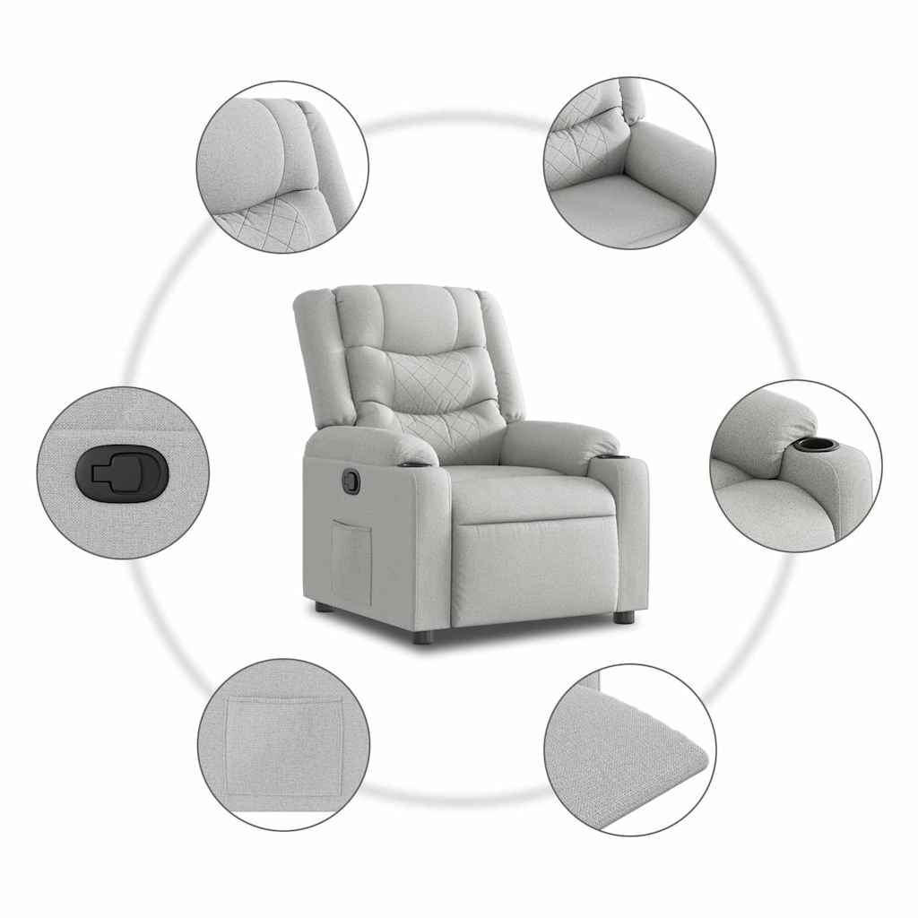 Poltrona Reclinabile in Tessuto Grigio Nuvola | homemem39