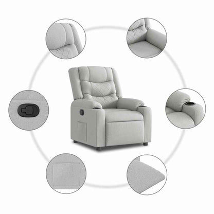 Poltrona Reclinabile in Tessuto Grigio Nuvola | homemem39
