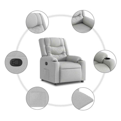 Poltrona Reclinabile in Tessuto Grigio Nuvola | homemem39